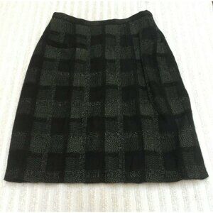 Claude Barthelemy Paris Womens Straight Pencil Career Skirt Plaid Gray Black